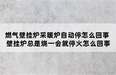 燃气壁挂炉采暖炉自动停怎么回事 壁挂炉总是烧一会就停火怎么回事